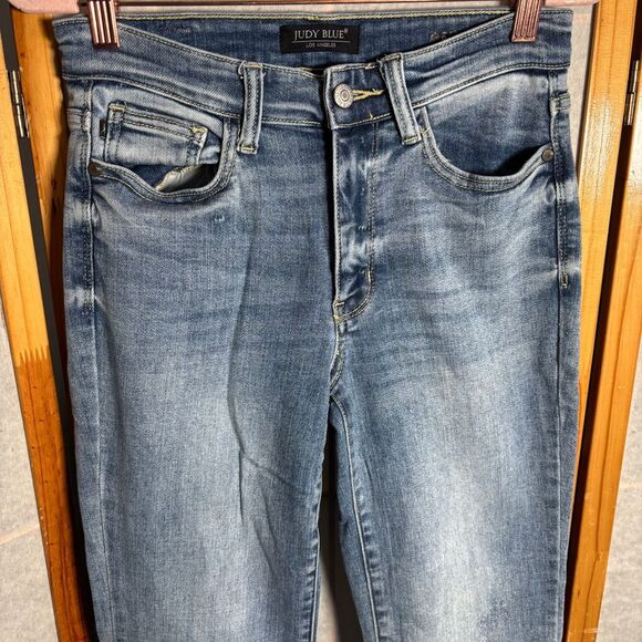 Judy Blue 1/25 High Waist Frayed Hem Boot Cut Jeans Light Wash‎ Y2K - Picture 2 of 10